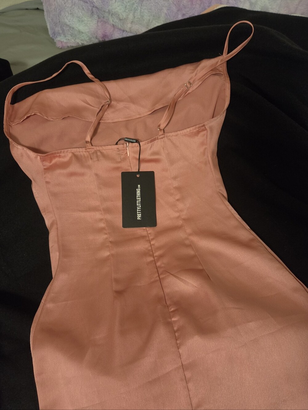 PLT Silky Rose Slip Dress with Side Slit